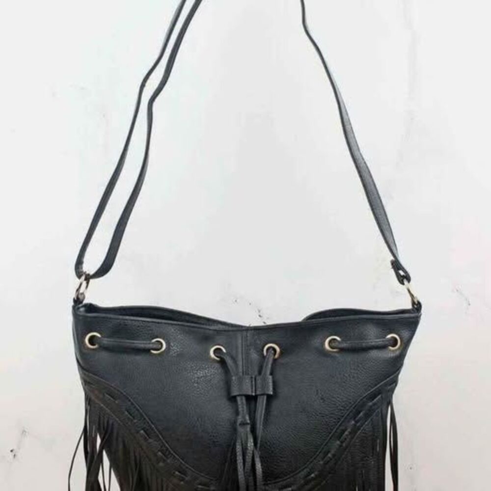 Black Nashville Fringe Crossbody Bag/Purse - New